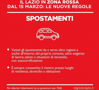Lazio in zona rossa - Le nuove regole