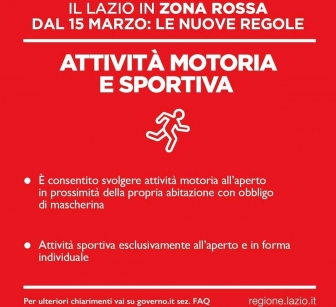 Lazio in zona rossa - Le nuove regole