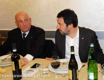 Viterbo - Cena di partito col segretario Lega Salvini e il prefetto Giovanni Bruno