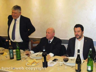 Viterbo - Cena di partito col segretario Lega Salvini e il prefetto Giovanni Bruno