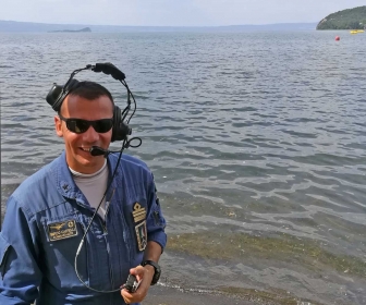 Le Frecce tricolori sul lago di Bolsena - il comandante Mirco Caffelli