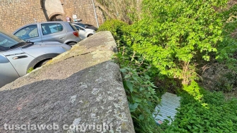 Viterbo - Un materasso gettato tra le erbacce a porta del Carmine