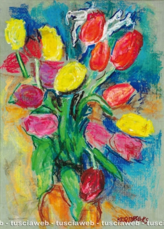 Tuscania - Una delle opere rubate di Rudolf Kortokraks - Tulipani 2009