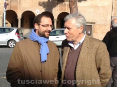 Il segretario del Pd Andrea Egidi e il candidato alle primarie Michelini