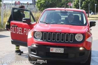 Unitus - In fiamme la facoltà di agraria - L'intervento dei vigili del fuoco