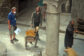 Viterbo - Sul set di "Leonardo" - L'attore Freddie Highmore