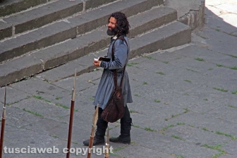 Viterbo - Sul set di "Leonardo" - L'attore Aidan Turner, Leonardo Da Vinci