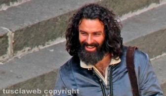 Viterbo - Sul set di "Leonardo" - L'attore Aidan Turner, Leonardo Da Vinci