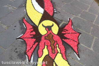 Bolsena - L'infiorata dagli ultimi ritocchi all'effetto finale