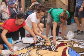 Bolsena - L'infiorata dagli ultimi ritocchi all'effetto finale