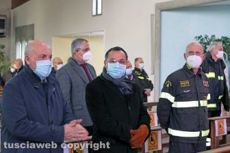 Viterbo - La messa di Santa Barbara, patrona dei vigili del fuoco - Da sinistra: Giovanni Bruno, Giancarlo Sant’Elia e Franco Feliziani