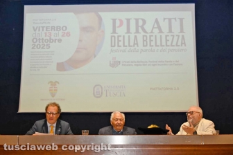 Unitus - Giulio Rapetti Mogol ai Pirati della Bellezza - Il rettore Stefano Ubertini e Carlo Galeotti