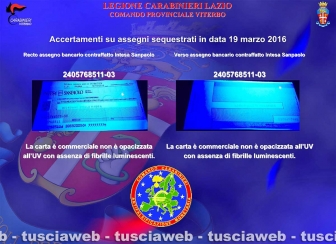Viterbo - Operazione Cashier's check
