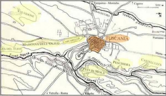 La piantina delle necropoli di Tuscania
