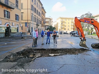 Piazza della Rocca allagata, i lavori