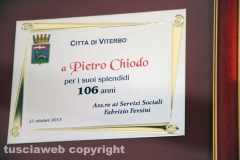 Viterbo - Pietro Chiodo festeggia i suoi 106 anni