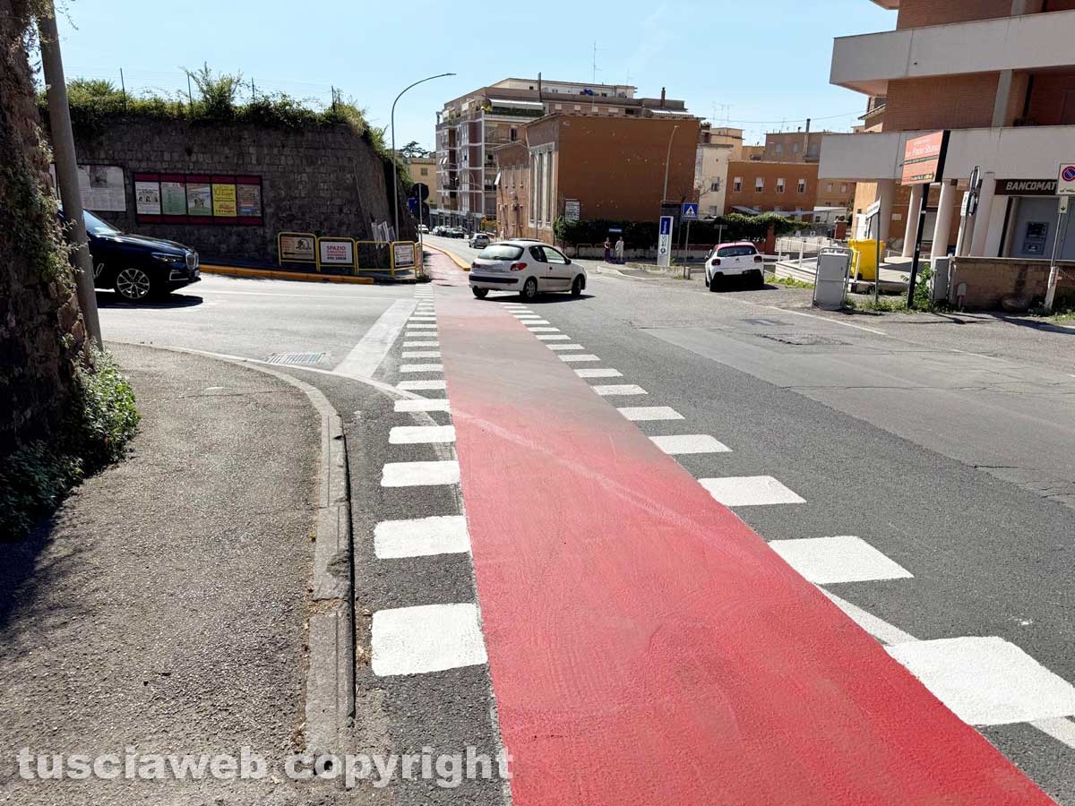 Viterbo - La pista ciclabile in via della Pila