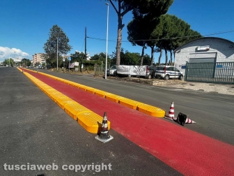 Viterbo - La pista ciclabile in via De Lellis