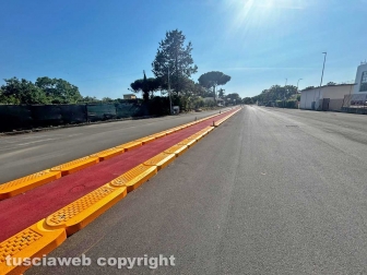 Viterbo - La pista ciclabile in via De Lellis