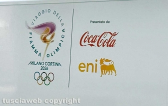 Viterbo - I camion del viaggio della fiamma olimpica a piazza del Sacrario