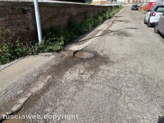 Viterbo - Parco Peppino Impastato - Via Gino Rossi - Buca con acqua ed erba