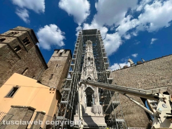 Viterbo - Santa Rosa - Il montaggio di Dies Natalis a San Sisto