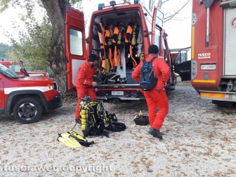 Lago di Bolsena - Le ricerche del disperso - Il nucleo sommozzatori dei vigili del fuoco