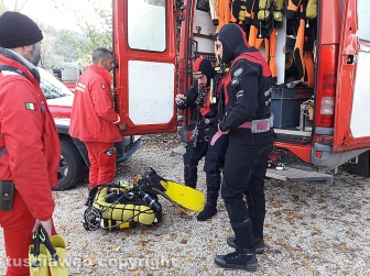 Lago di Bolsena - Le ricerche del disperso - Il nucleo sommozzatori dei vigili del fuoco