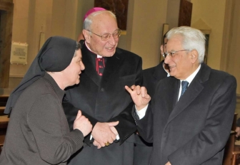 Viterbo - Santa Rosa - Suor Francesca, il vescovo Fumagalli e Sergio Mattarella