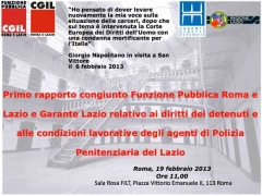 Primo rapporto congiunto Garante dei detenuti del Lazio - Cgil Funzione pubblica