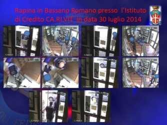 Rapina alla Carivit di Bassano Romano - I malviventi, vestiti da finanzieri, ripresi dalle telecamere di sicurezza