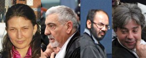 Marcella Rizzello; il pm Petroselli; l’imputato Giorgio De Vito; l’avvocato di De Vito Enrico Valentini