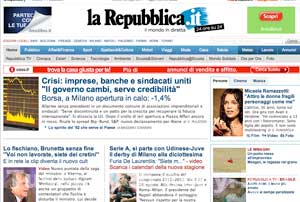 La prima pagina di Repubblica online