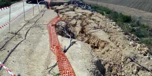 La strada franata a Tarquinia