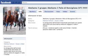 Il gruppo su Facebook a difesa del Palio di Ronciglione