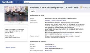 Il gruppo su Facebook contro il Palio di Ronciglione