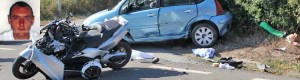 Siarhei, la sua moto e la C3 con cui si è scontrato
