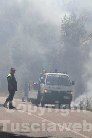 Incendio, protezione civile sul posto