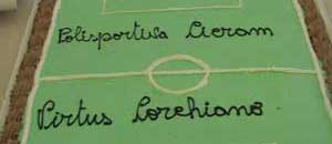 La torta che ha sancito ufficialmente il gemellaggio Cicram-Virtus