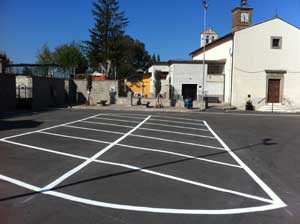 La segnaletica orizzontale a Chia