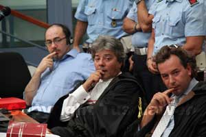 L'imputato e i suoi legali, Enrico Valentini e Mario Rosati 