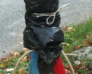 I fili coperti da una busta di plastica