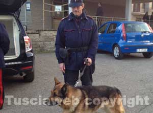 I carabinieri cinofili nella sede di Equitalia
