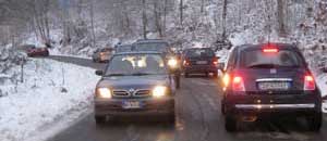 La neve sulle strade della Tuscia