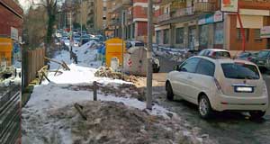 La situazione di via Belluno il 18 febbraio