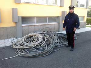 Il rame sequestrato dai carabinieri