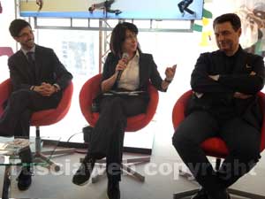 L'europarlamentare Roberta Angelilli tra l'assessore Daniele Sabatini e il sindaco Giulio Marini