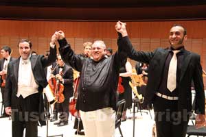 Il maestro Vignati, il baritono Praticò e il basso Marco Bussi