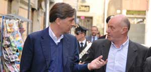 Il segretario del Pd Gasbarra e il sindaco Mazzola