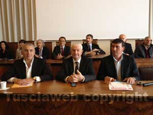 Da sinistra: Rino Orsolini (Federlazio), Ferindo Palombella (Camera di commercio) e Giancarlo Turchetti (Uil)
